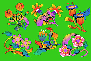 Green Flower Illustration, an Object Illustration by graphicook