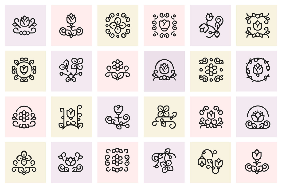 100 Floral Design Icons, an Outline Icon by lavinialorena (Photo 2 of 5)