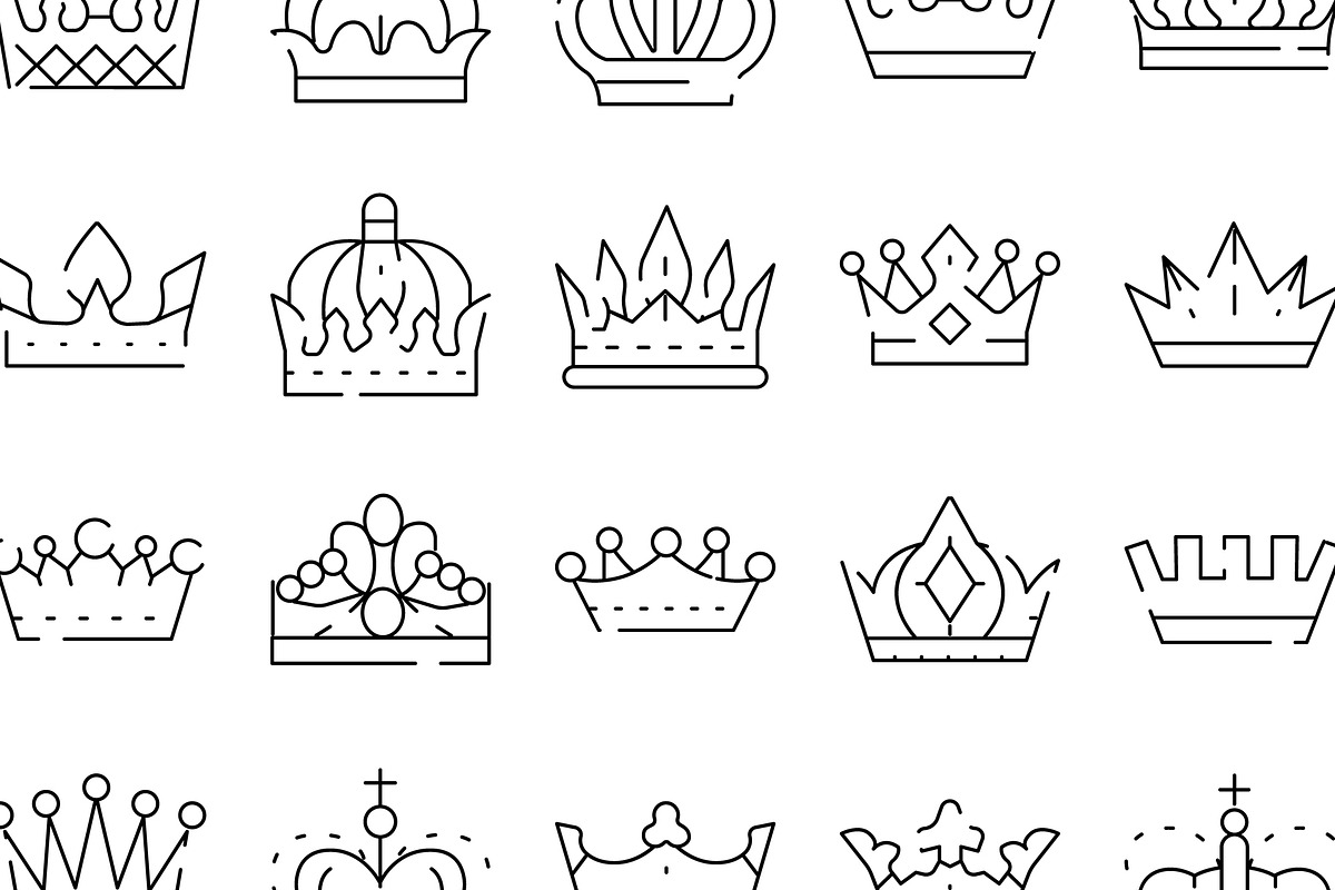 Different crown line art icons, an Object Graphic by pikepicture (Photo 3 of 3)