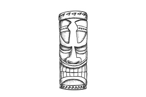 Tiki Idol Hawaiian Wooden Statue