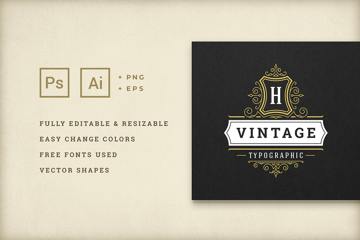 Vintage Typographic Design Elements, an Object Graphic by Vasya Kobelev (Photo 5 of 5)