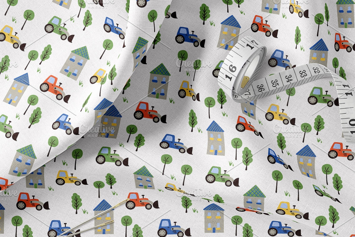 Kids Tractor Seamless Pattern Set, a Pattern Graphic by Oksana Dovhopol Art (Photo 2 of 11)