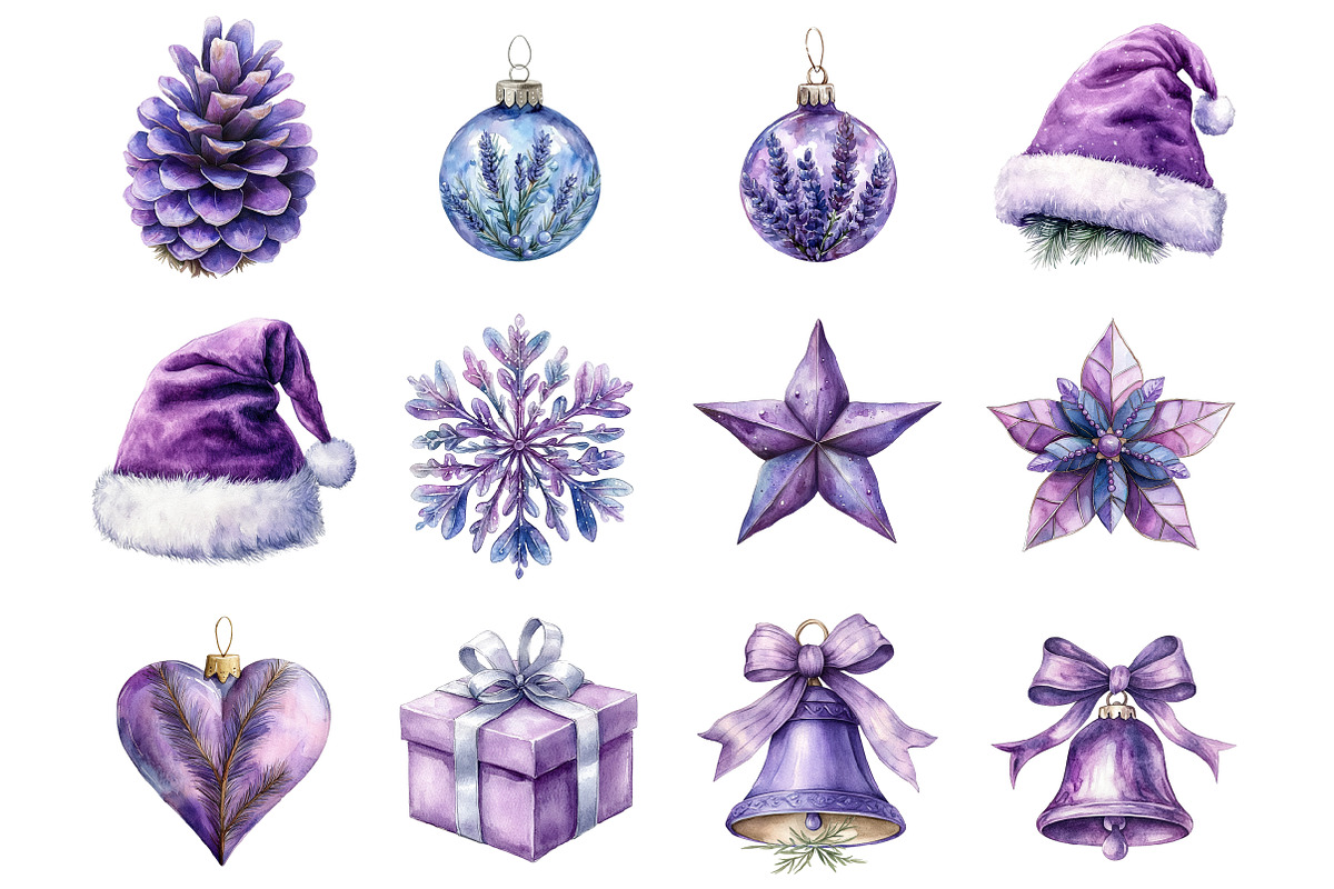 Purple Christmas Garden Clipart, a Graphic by CitraGraphics (Photo 2 of 4)