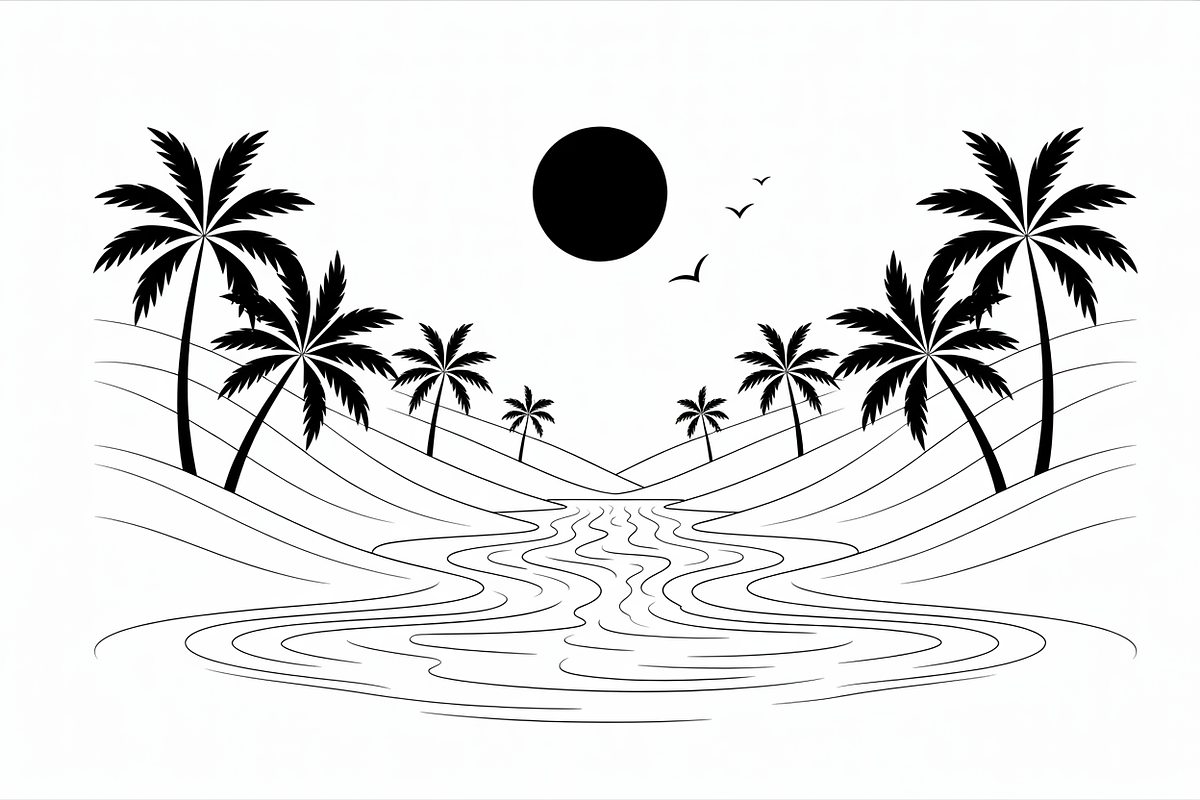 Beach sunset, silhouette bundle, an Illustration by Amazin_art (Photo 7 of 7)