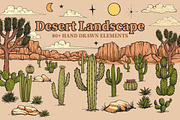 Hand Drawn Desert Landscape Elements, an Illustration by Artolabs (Thumbnail 1 of 19)