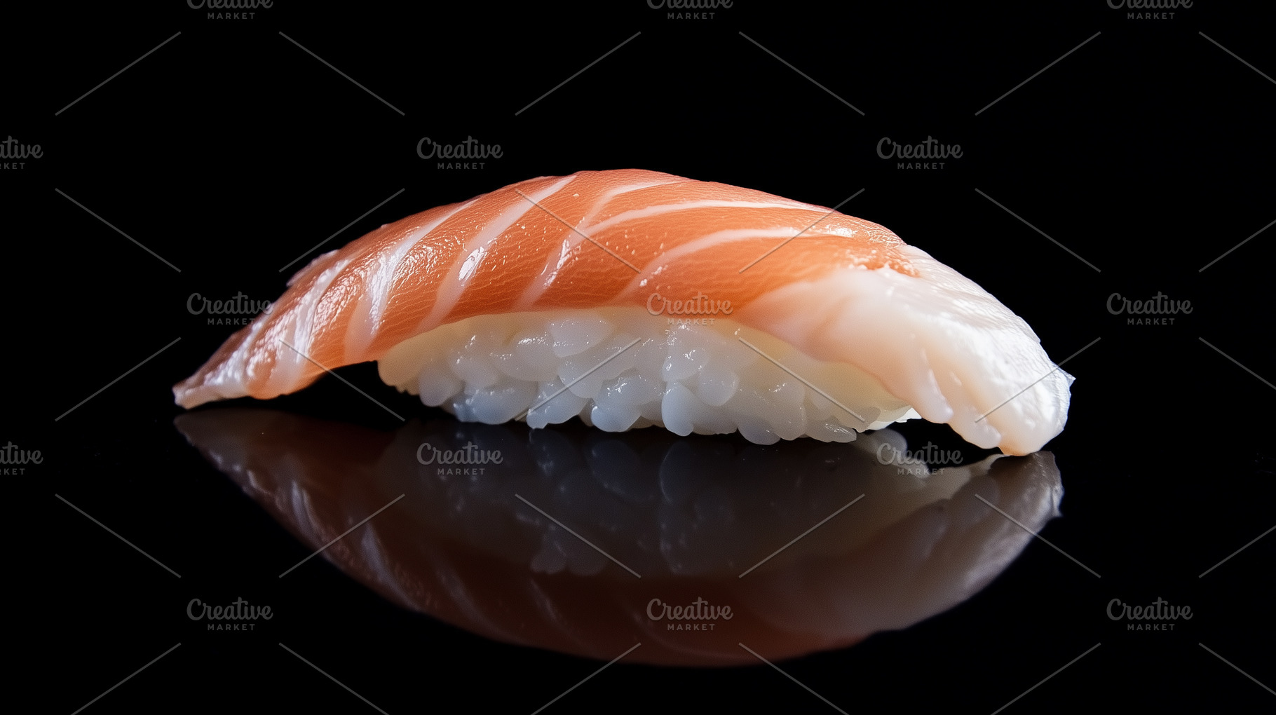 Fresh salmon nigiri sushi placed on, a Food & Drink Photo by MistyDay
