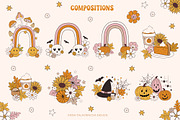 Retro Groovy Autumn Halloween, an Illustration by Cozy pattern shop (Thumbnail 2 of 11)