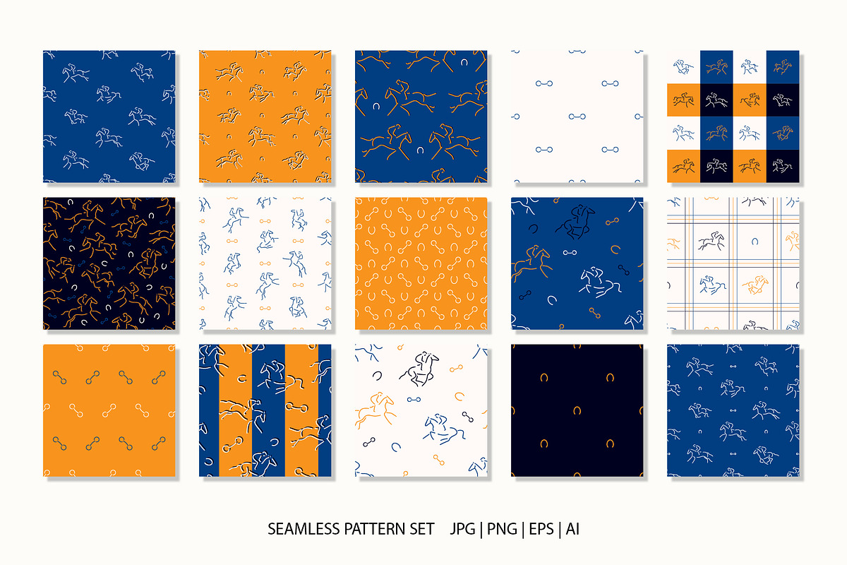 Horse racing pattern collection, an Animal Illustration by Naurider (Photo 2 of 5)