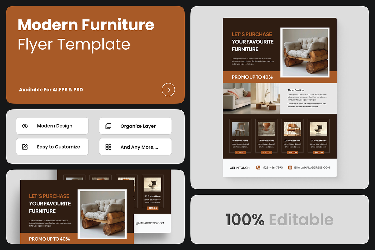 Modern Furniture Flyer, a Flyer Template by Annora Studio