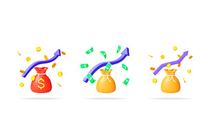 3d vector illustration set of money, a Finance Illustration by Abscent