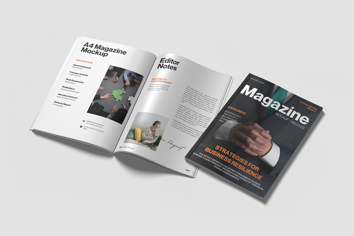 A4 Magazine Mockup Kit, a Books & Magazine Mockup by graphiccrew (Photo 14 of 16)