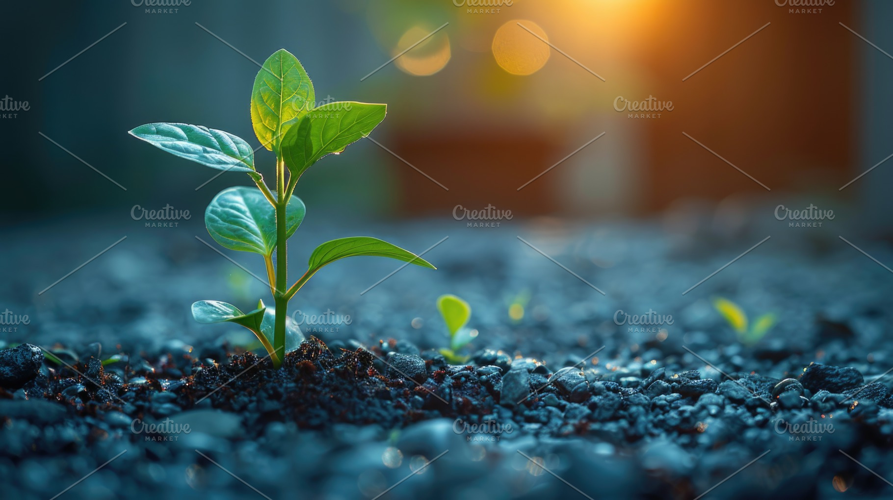 Young Green Seedling Growing in Soil with Warm Sunlight, an Abstract Photo by José Manuel Gelpi