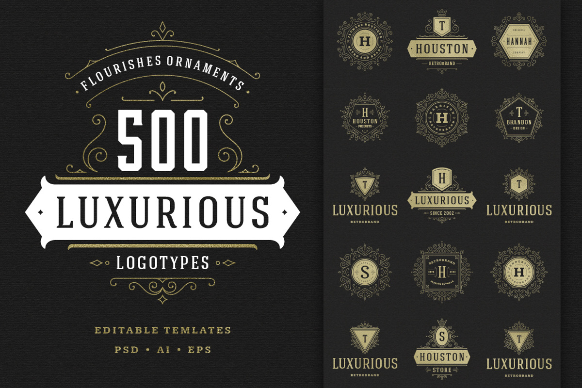 500 ornaments logos & monograms, a Branding & Logo Template by Vasya Kobelev (Photo 1 of 31)