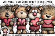 Whimsical Valentine Teddy Bear Clipa, an Illustration by OK Design (Thumbnail 1 of 6)
