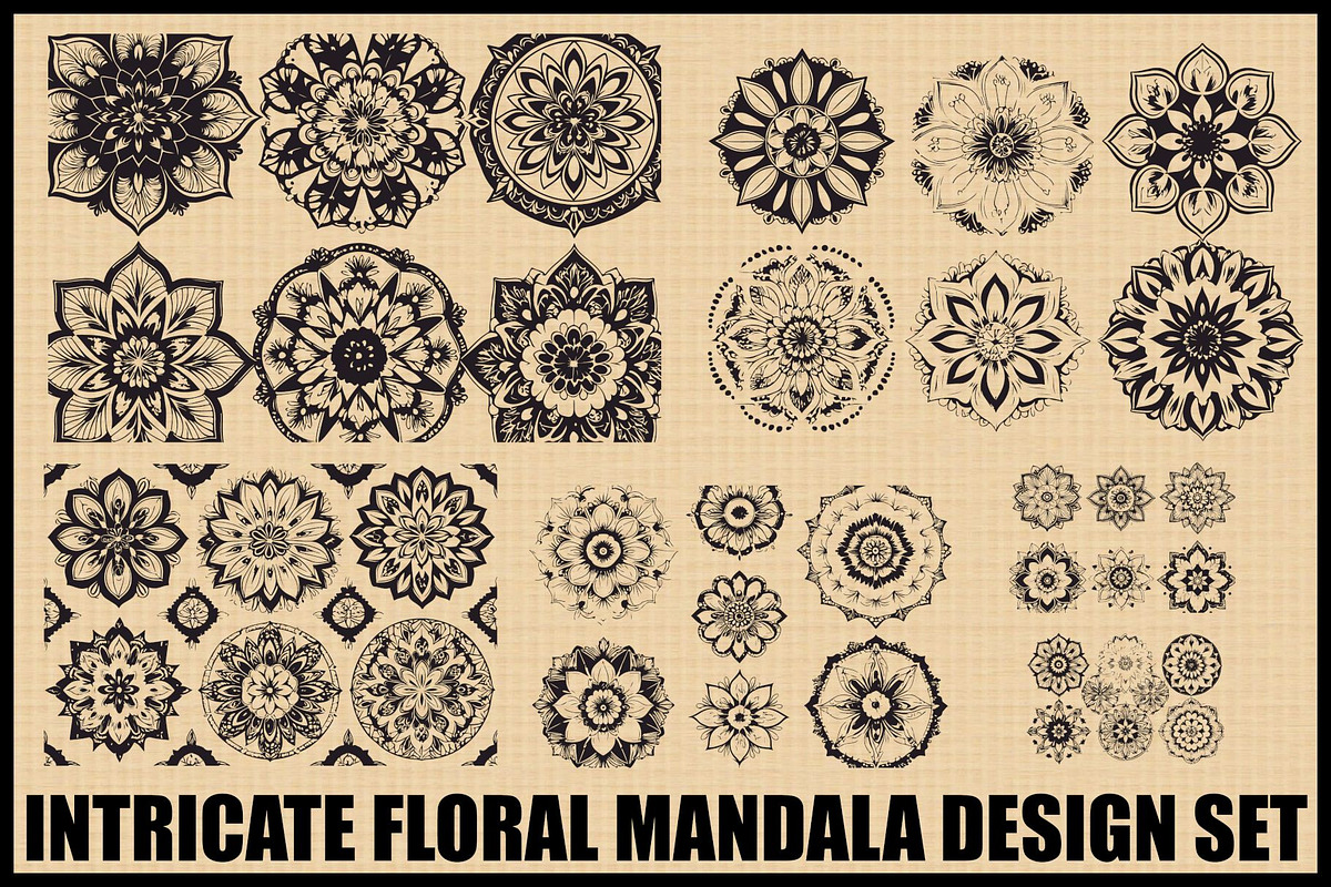 Boho Floral Mandala Bundle Set, an Illustration by Creativeshirt (Photo 1 of 7)