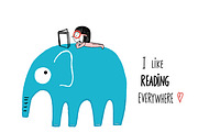 Little girl reading Collection, an Animal Illustration by Irene Loal (Thumbnail 5 of 7)