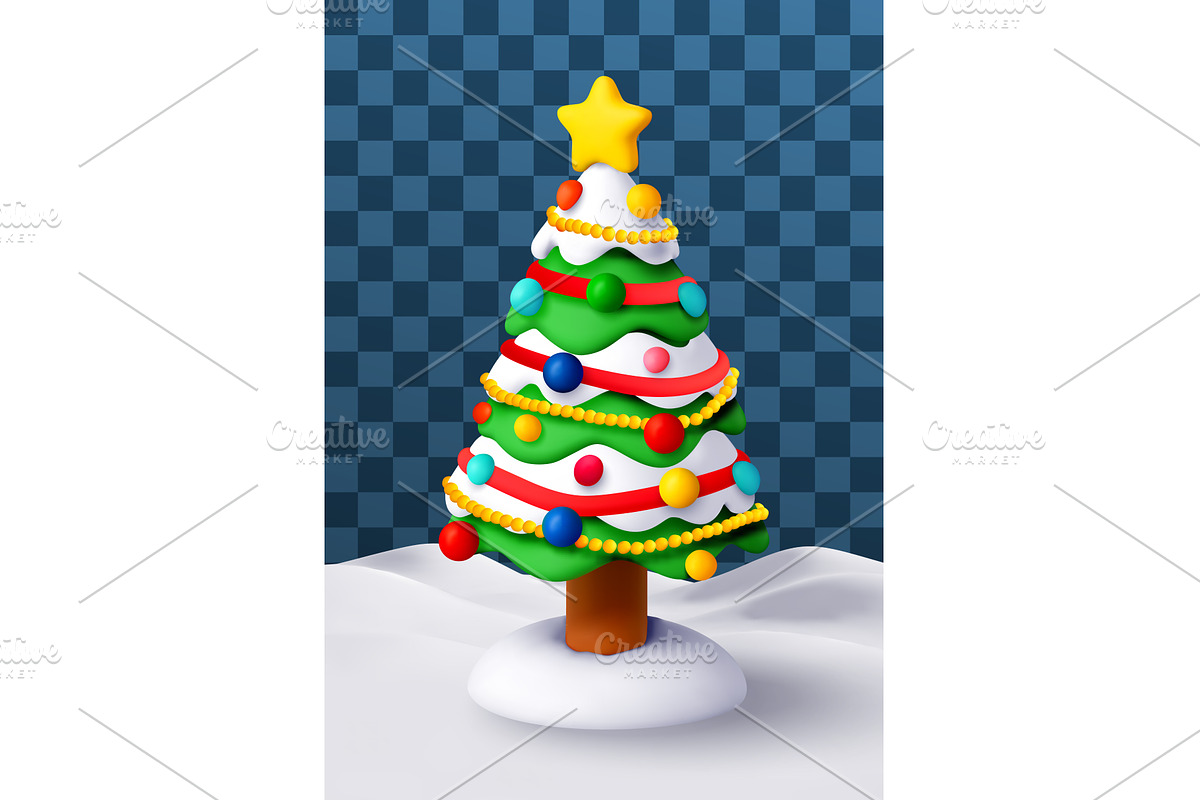 3D green Christmas tree with, an Object Illustration by Abscent