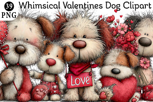 Whimsical Valentines Dog Clipart, an Illustration by Daily.Designs