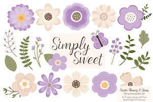 Lavender Flowers Clipart, an Illustration by Amanda Ilkov