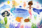 Mermaids and Under sea animals, an Animal Illustration by Watercolor Nastasia Art (Thumbnail 1 of 19)