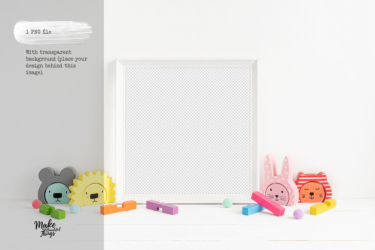 Square Nursery Frame Mockup, a Print Template by Make Beautiful Things (Photo 4 of 6)