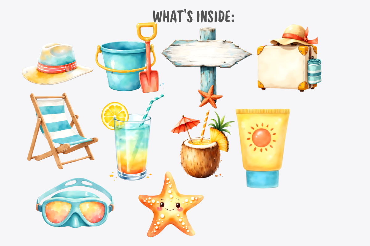 Summer Vacation Clipart, a Decorative Illustration by Anca Digital Vibe (Photo 4 of 9)