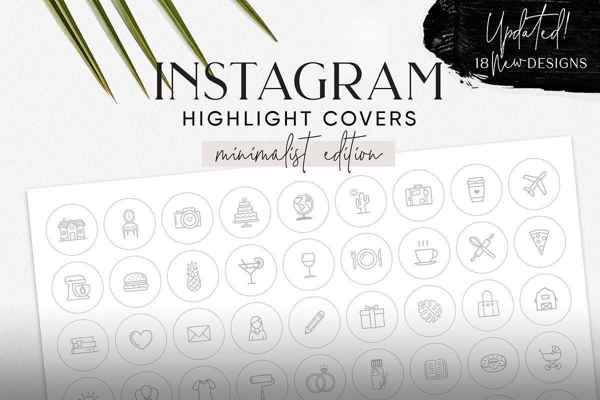 150 White Instagram Highlight Covers, a Social Media Template by Indie Grace Design (Photo 1 of 4)