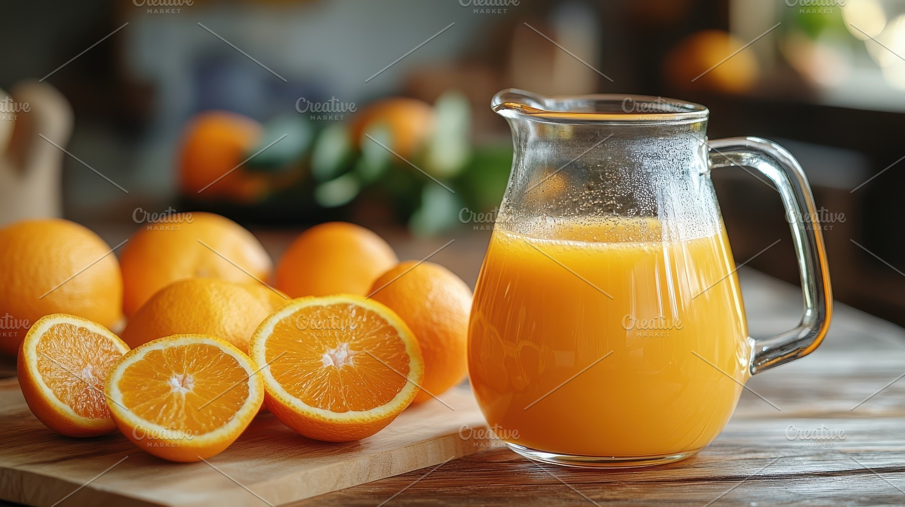 Freshly squeezed juice served in a c, a Food & Drink Photo by Pixeness Studio