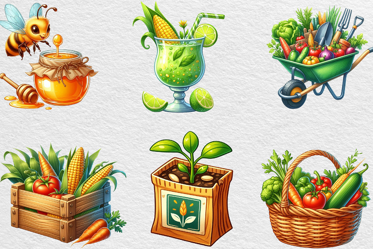 Summer Farming Time Clipart PNG, an Illustration by Black Bird Studio (Photo 5 of 6)