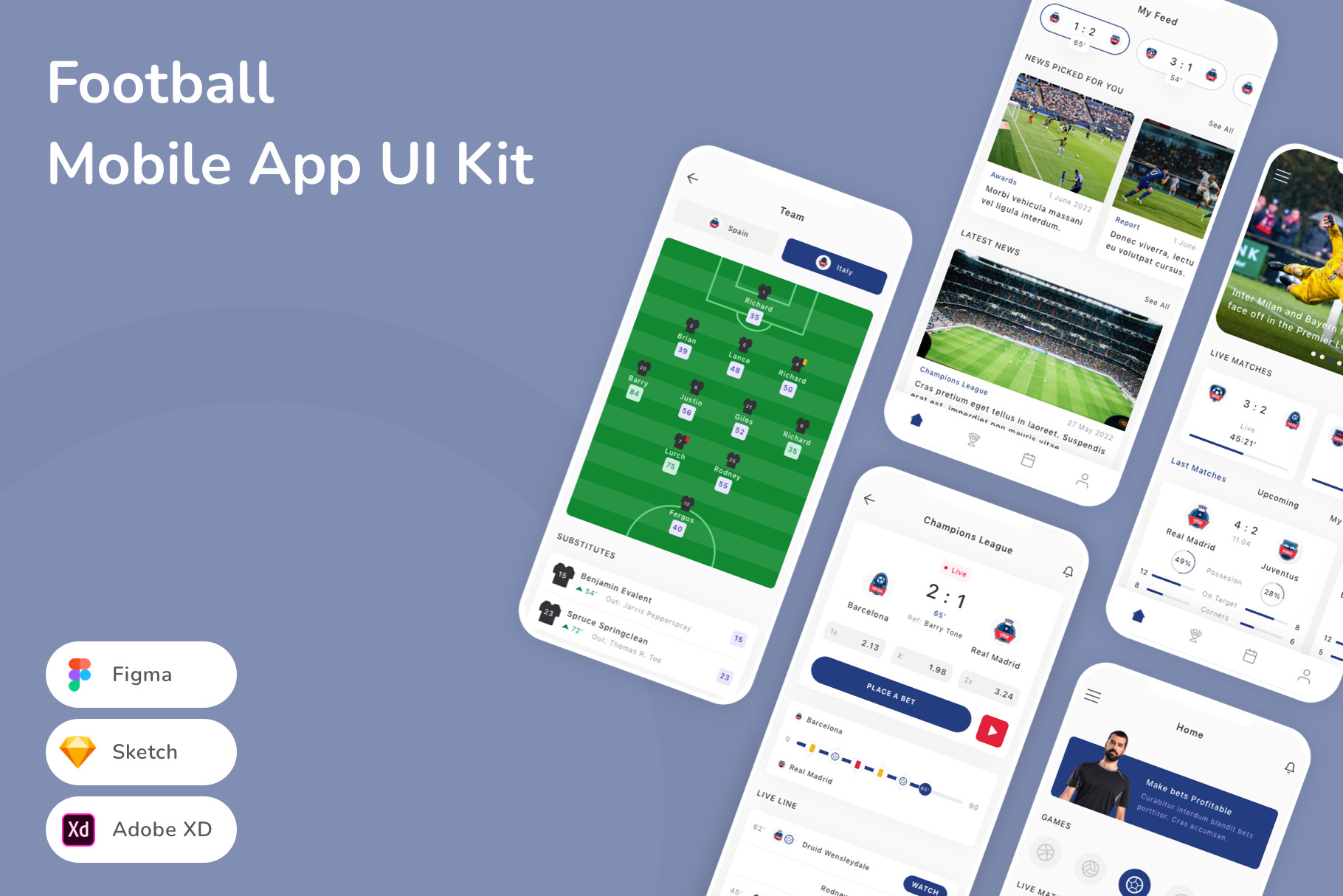 Football Mobile App UI Kit, an UI Kit Template by Betush