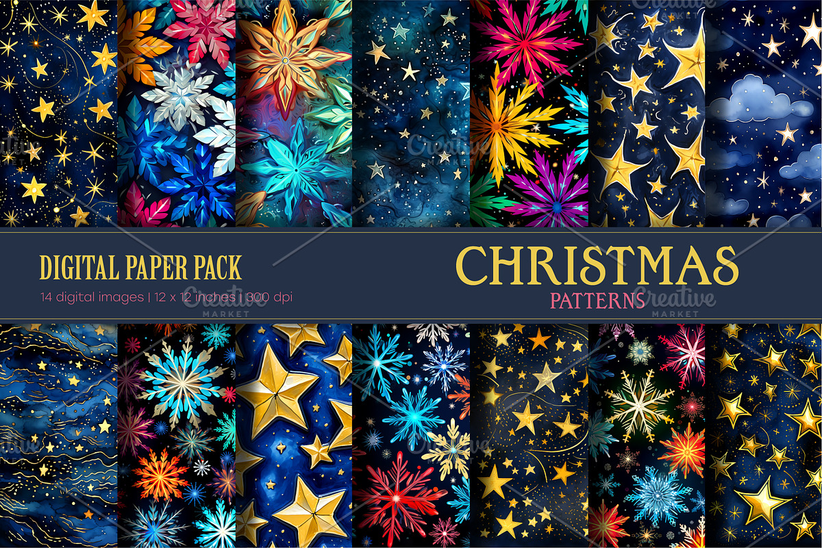 Christmas star patterns., a Pattern Graphic by KENO Mascots (Photo 1 of 4)
