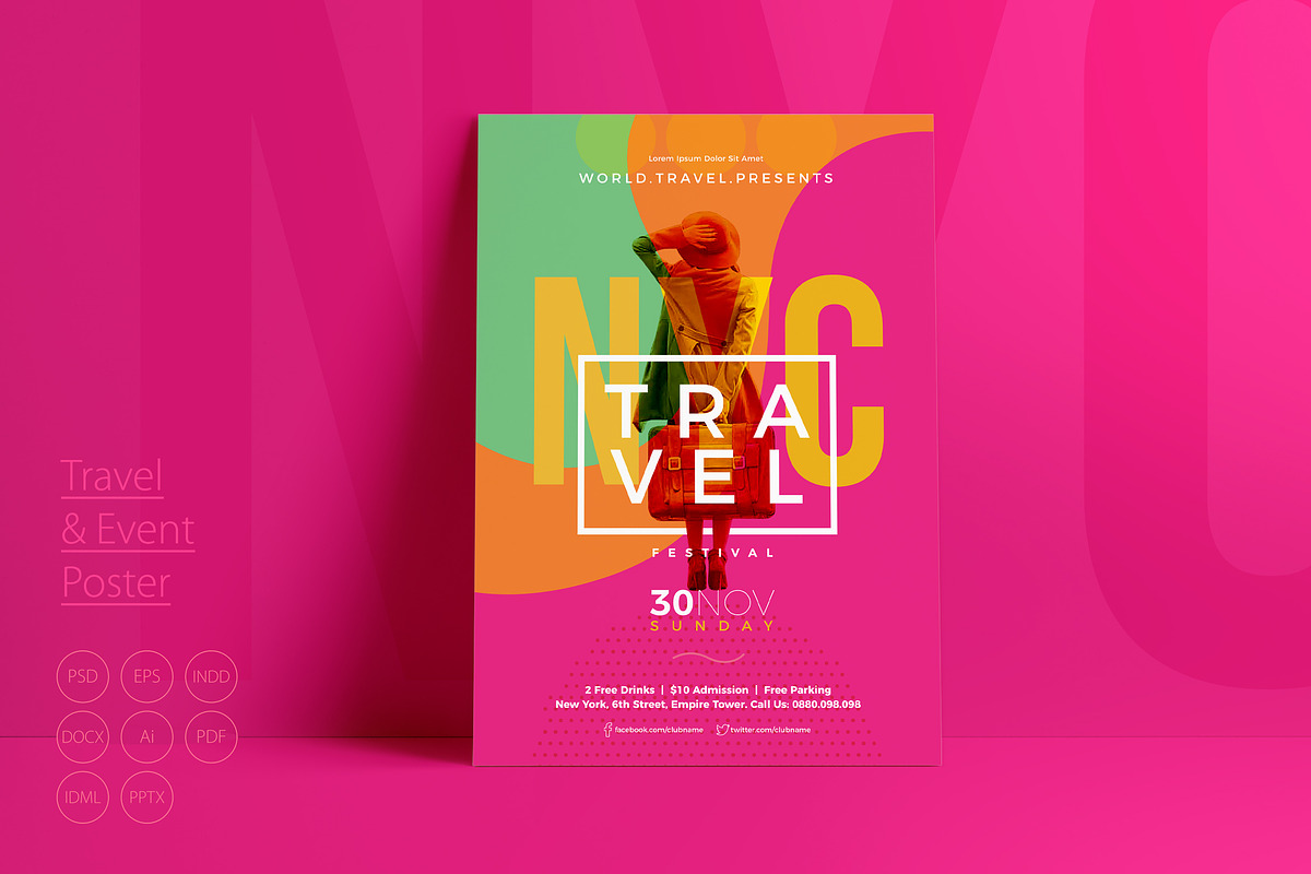 Travel & Event Poster, a Flyer Template by GoldenPixelStudio (Photo 1 of 3)