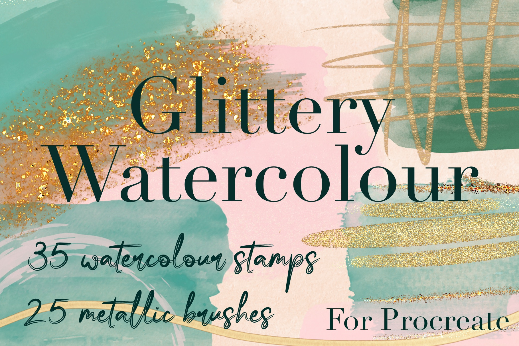 Glitter Watercolor Procreate Brushes, a Brush Add-On by KJP Designs
