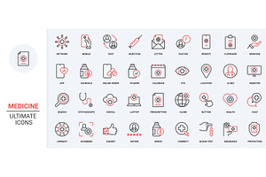 Medicine telemedicine medical icons, an Illustration by Lemberg Vector
