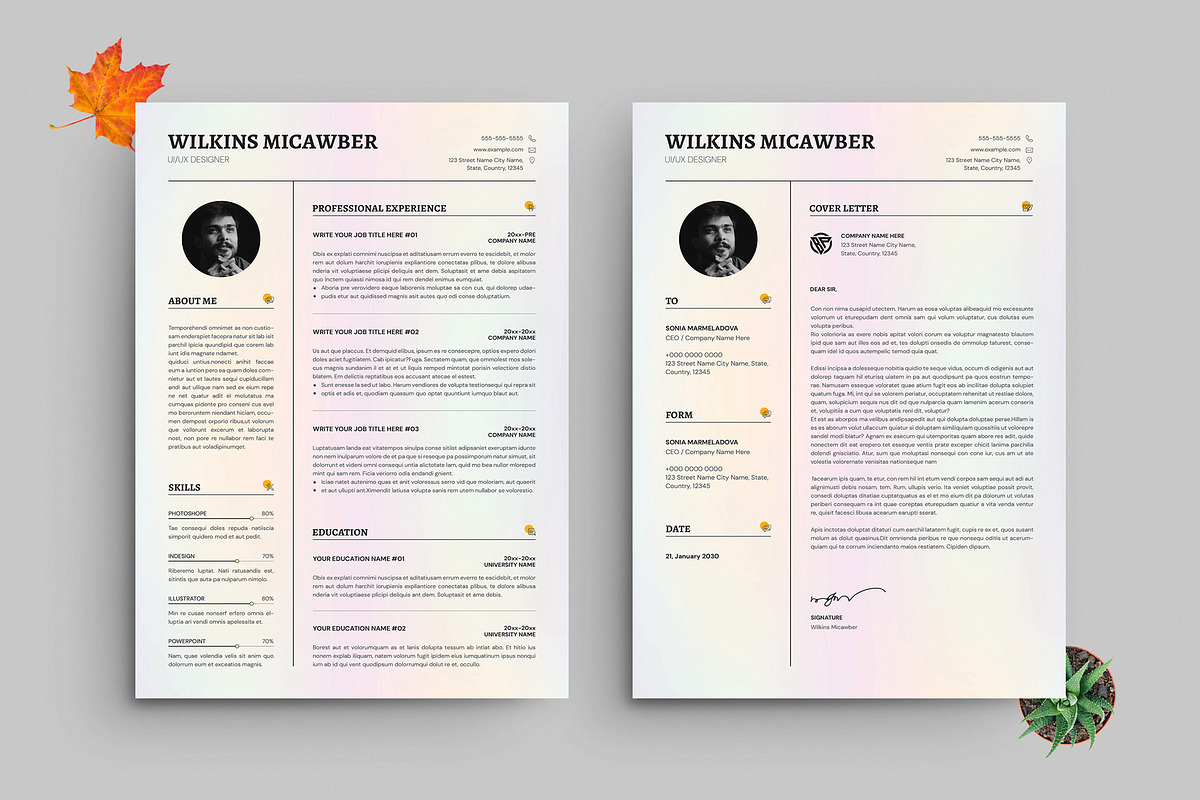 Modern Resume CV Template Design, a Resume Template by PixelStudio (Photo 1 of 3)