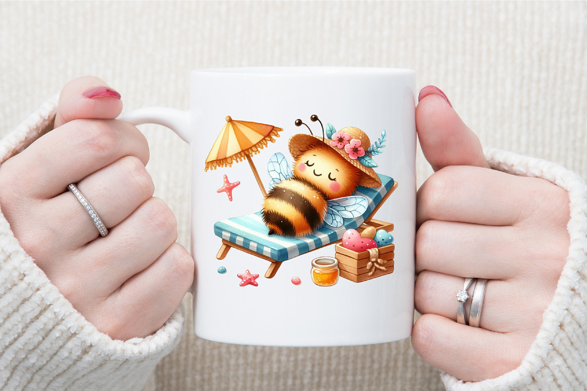 Watercolor Summer Cute Bee Clipart, an Illustration by Sublimation Artist (Photo 5 of 6)