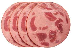 Round slices of cooked sausage, a Food & Drink Photo by ndanko