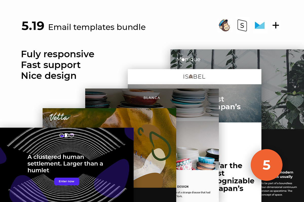 5 Email templates bundle XIX, an Email Template by ThemesCode