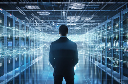 Business data in vr 3d, Man with dat, a Photo by SaroStock