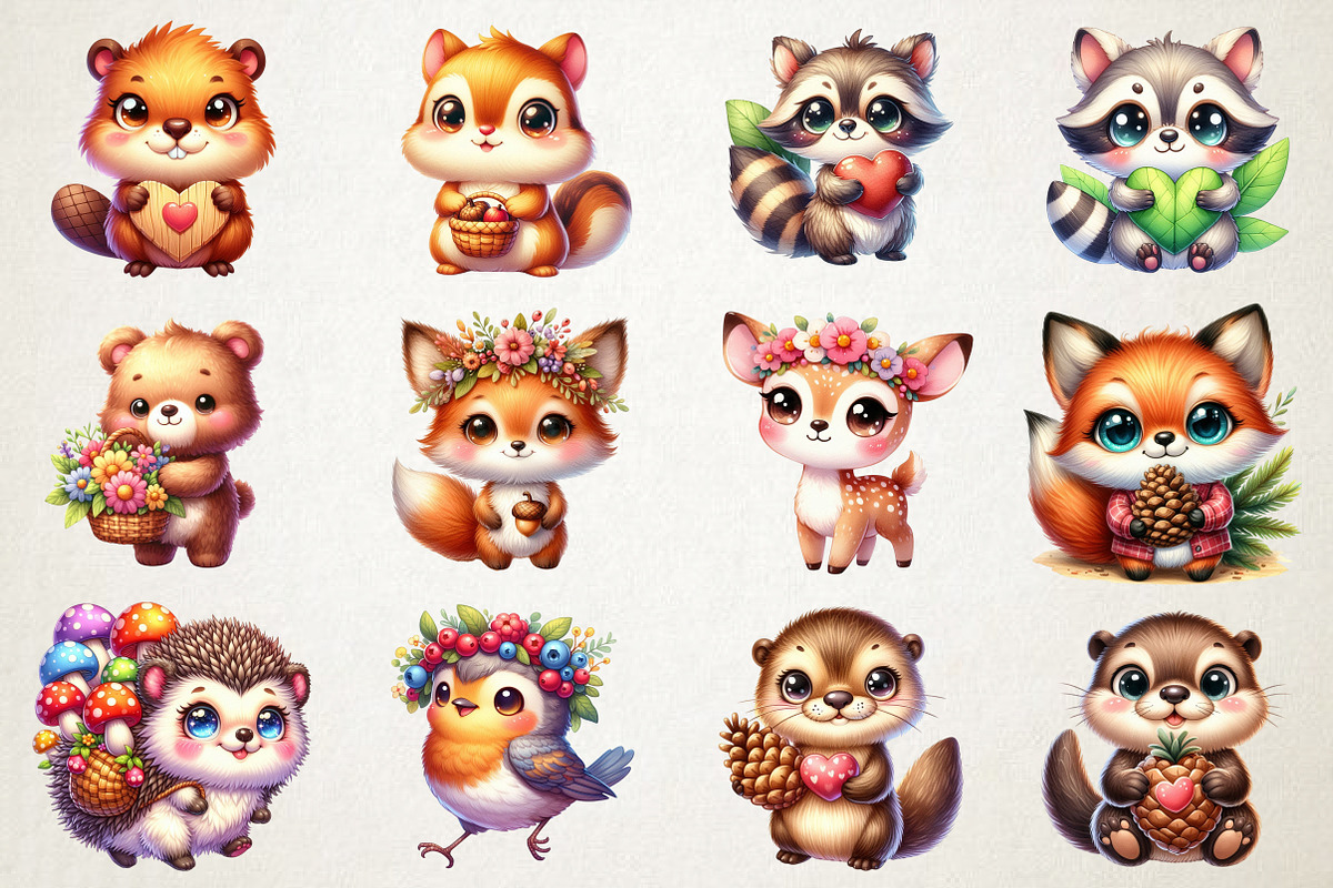 Cute Woodland Animals PNG Clipart, a Seasonal Illustration by RobertsArt (Photo 2 of 5)