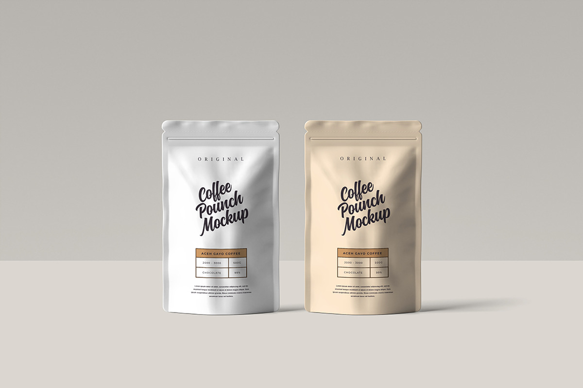 Coffee Pouch Packaging Mockup, a Packaging Mockup by simuradi (Photo 2 of 6)