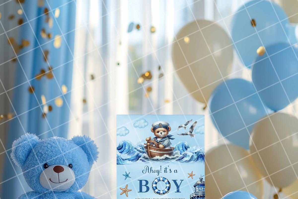 Boy baby shower invitation mockup PS, an Advertising Mockup by Blush Roses Print (Photo 6 of 8)