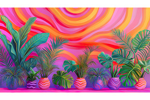 Assorted Houseplants in Striped, an Abstract Photo by Lermont51