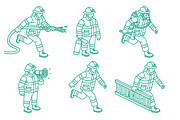 Isometric set of firefighters., an Illustration by Booblgum (Thumbnail 2 of 3)