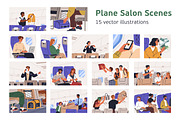 People travel by air in plane set, a Transportation Illustration by Good Studio (Thumbnail 1 of 16)