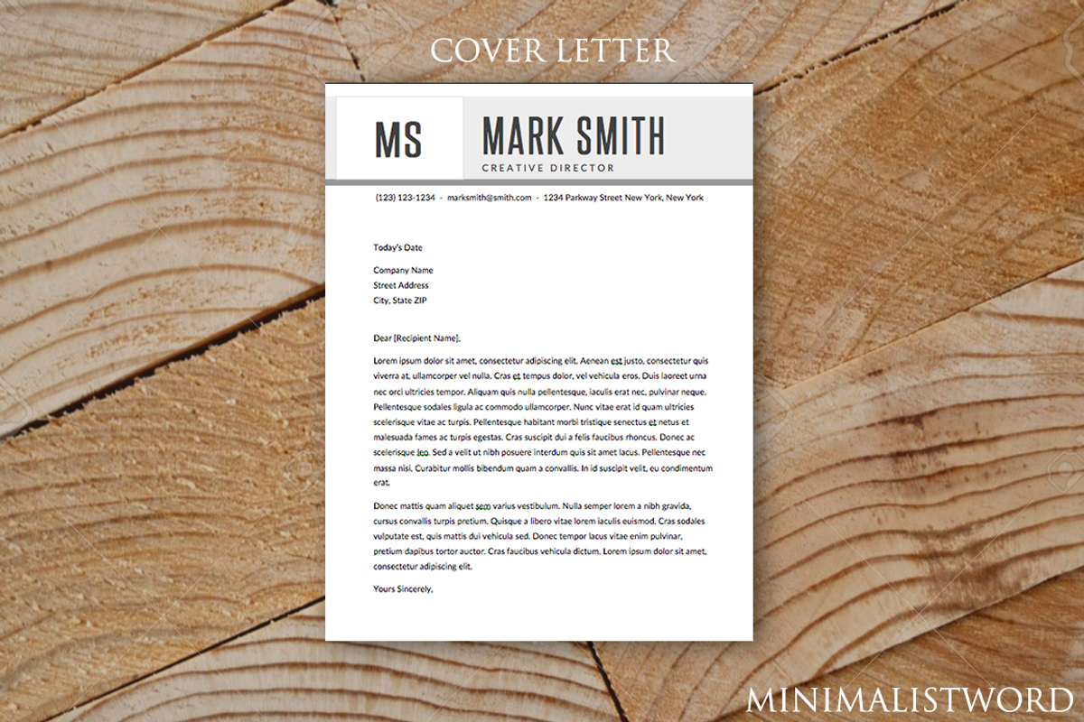 Minimal Cover Letter Template, a Resume Template by MinimalistWord