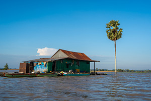 Traditional Bugis floating house on Lake Tempe, Sulawesi, Indone, an Architecture Photo by GoodGoods