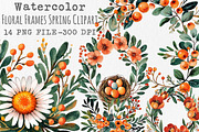 Watercolor Floral Frames Spring PNG, an Illustration by Libby Wishes (Thumbnail 1 of 7)