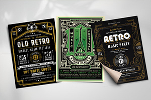 Bundle Retro Music Festival Flyer, a Flyer Template by Totem Design Studio