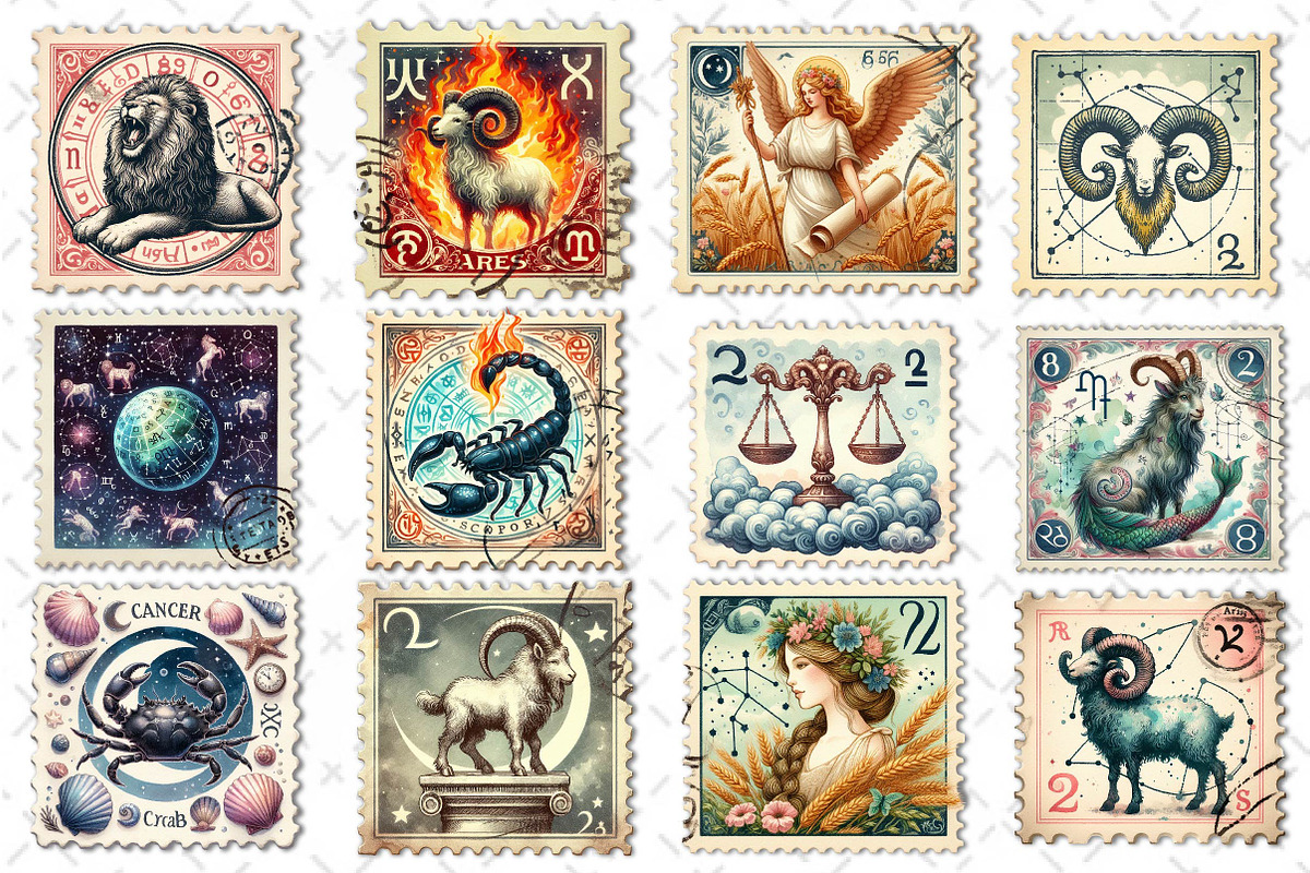 Zodiac Postage Stamp Clipart, an Illustration by Dream Creation (Photo 4 of 5)